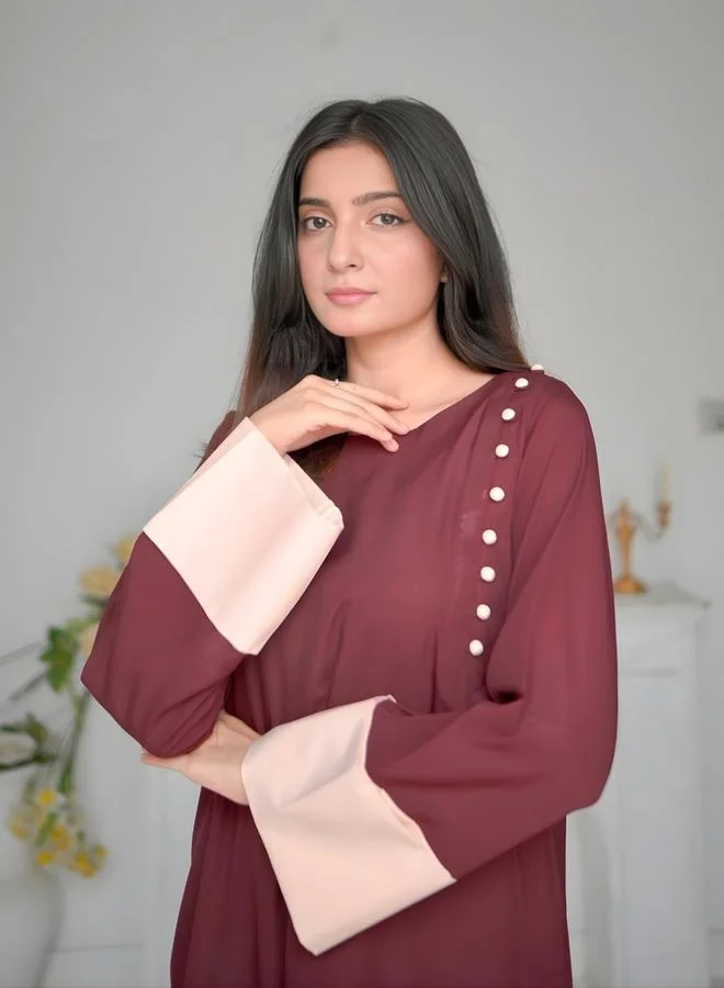 زوك طقم منسق من بنطال وبلوزة تونيك طويلة بتفاصيل مُتباينة